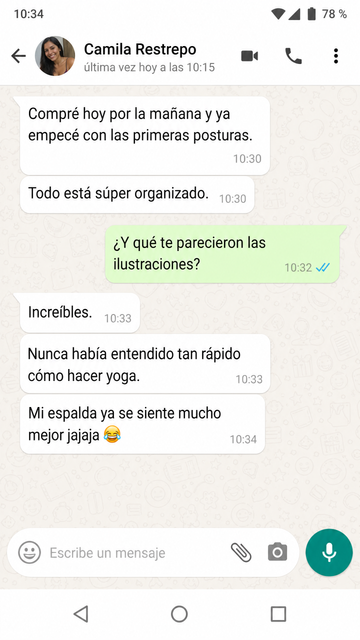 Testimonio real de WhatsApp: Camila